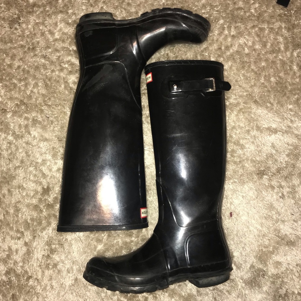 Tall glossy Hunter boots